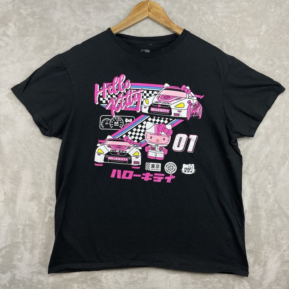 Hello Kitty Sanrio JDM Racing Car Graphic To Shirt Men's Large Kawaii Anime Gym